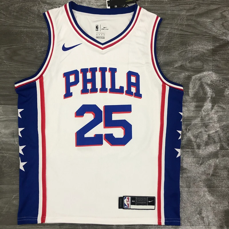 NBA Philadelphia 76ers Basketball Jersey V-neck White #25 SIMMONS