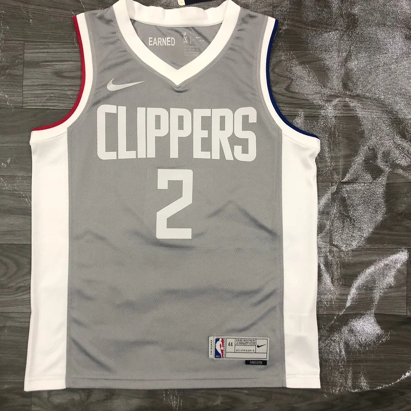 2021 Season  NBA Los Angeles Clippers Basketball jersey   bonus edition   Gray  #2   LEONARD