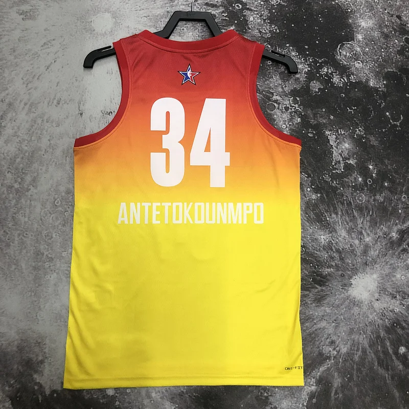 2023 Season Milwaukee Bucks basketball jersey All-Star Yellow #34 Antetokounmpo