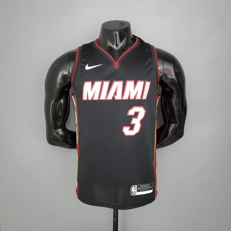 NBA Miami Heat basketball jersey V-neck Black #3 WADE