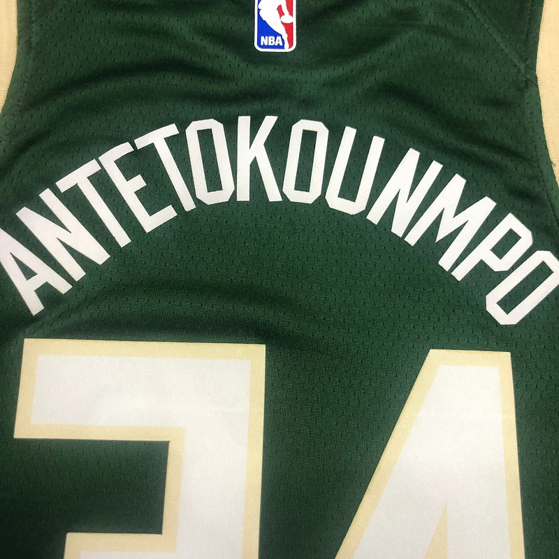 NBA Milwaukee Bucks Basketball jersey V-neck Green #34 Antetokounmpo