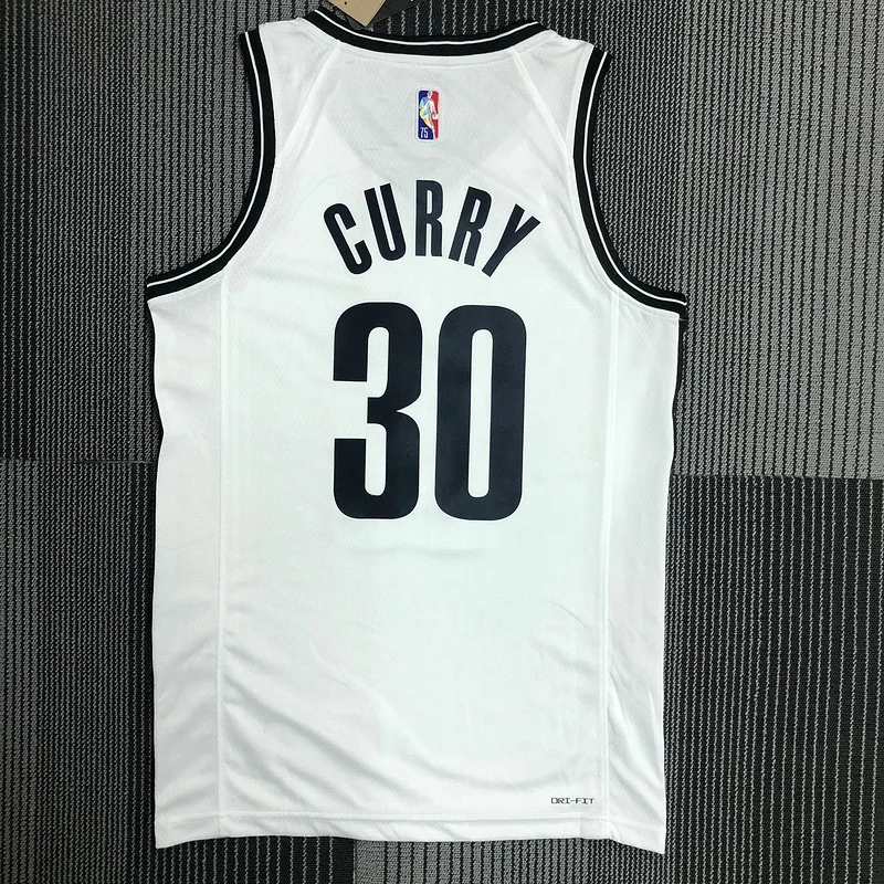 75th anniversary Brooklyn Nets Basketball jersey White #30 CURRY