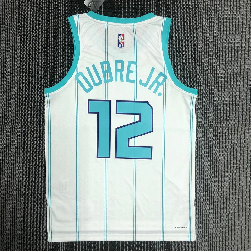 75th anniversary  Charlotte Hornets Basketball Jersey   White  #12  OUBRE JR