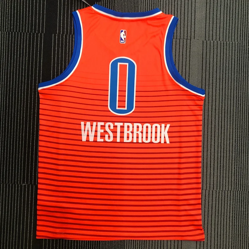 2021 NBA Oklahoma City Thunder Basketball Jersey trapeze Orange #0 WESTBROOK