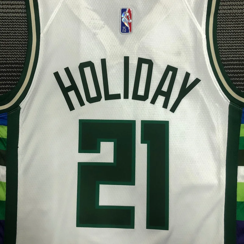 2022 Season NBA Milwaukee Bucks Basketball jersey city version #21 HOLIDAY