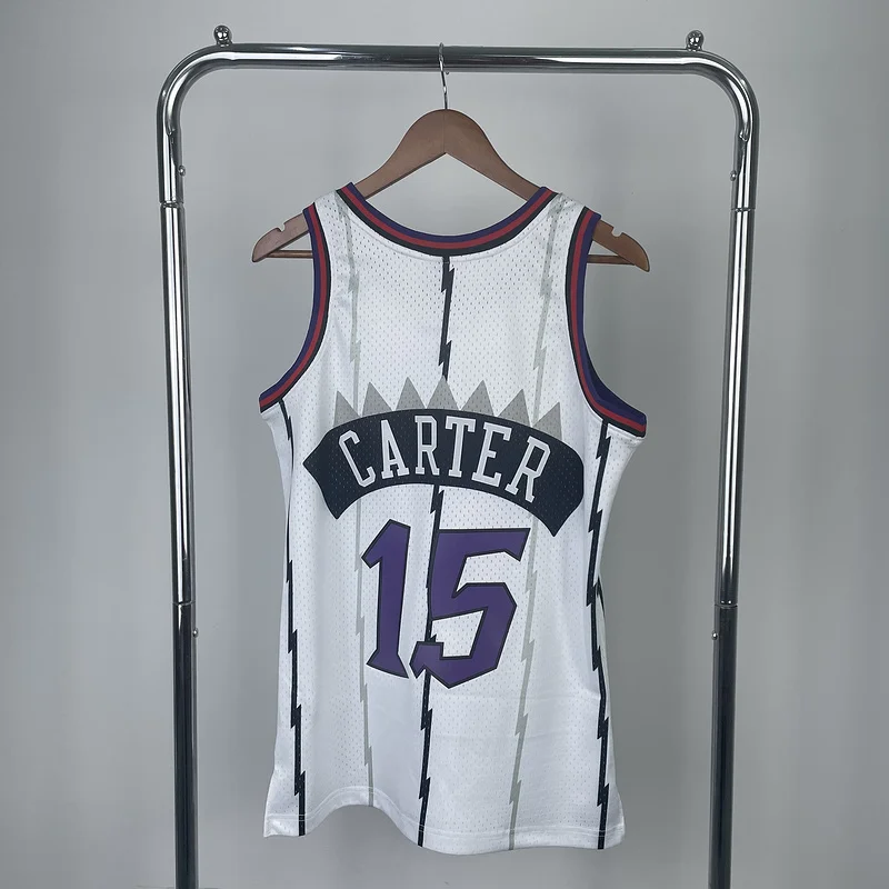 1999 Mitchell Ness Hot Print Retro NBA Toronto Raptors Basketball Jersey White #15 CARTER