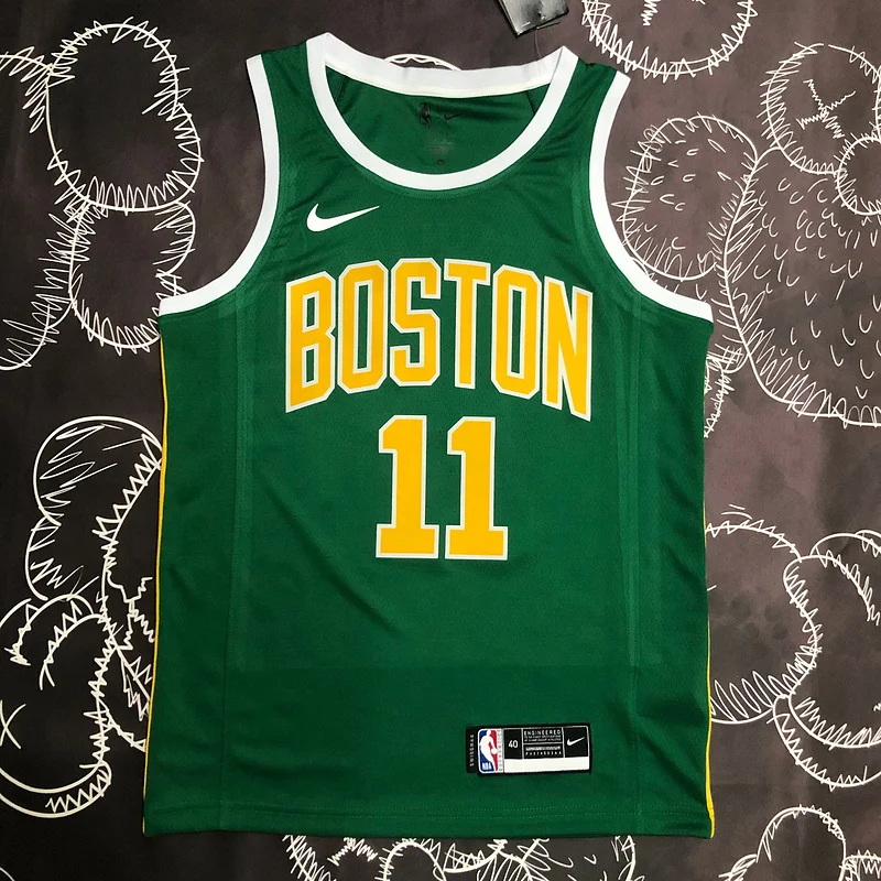 NBA Boston Celtics Basketball Jersey Green Gold #11 IRVING