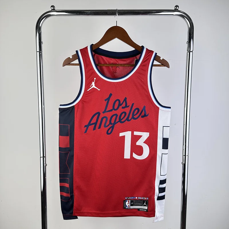 2025 Season    NBA Los Angeles Clippers Basketball jersey    trapeze  limited   Red  #13   GEORGE