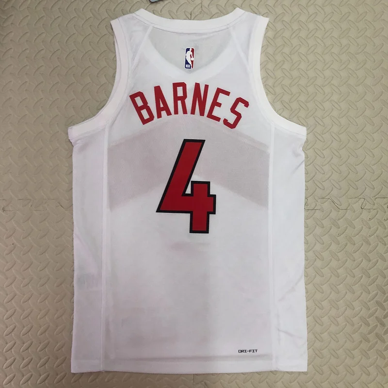 2023 NBA Toronto Raptors Basketball Jersey Home White #4 BARNES