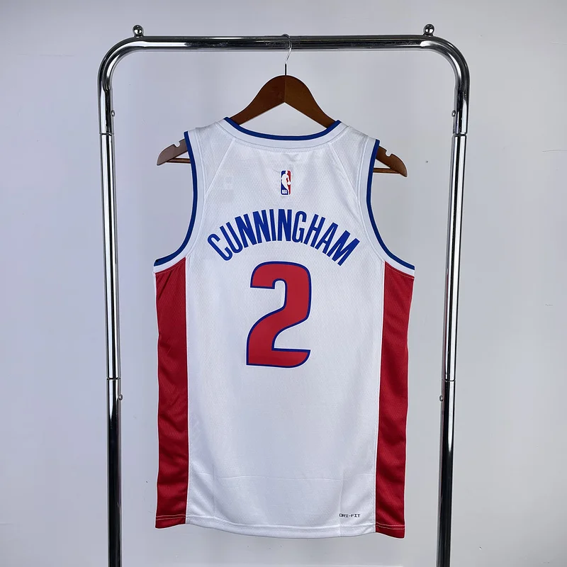 2023 Detroit Pistons Basketball Jersey White #2 CUNNINGHAM