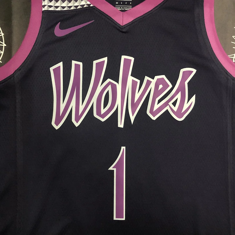 Minnesota Timberwolves Basketball Jersey Black Purple #1 EDWARDS