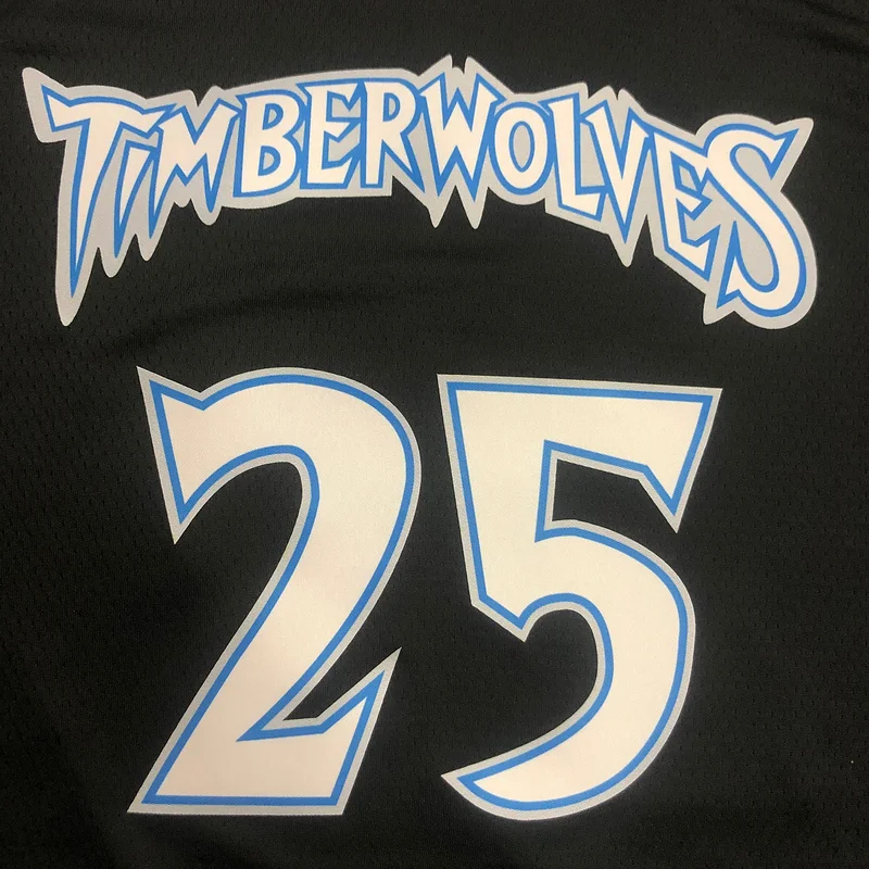 2018 Retro Minnesota Timberwolves Basketball Jersey Black #25 ROSE