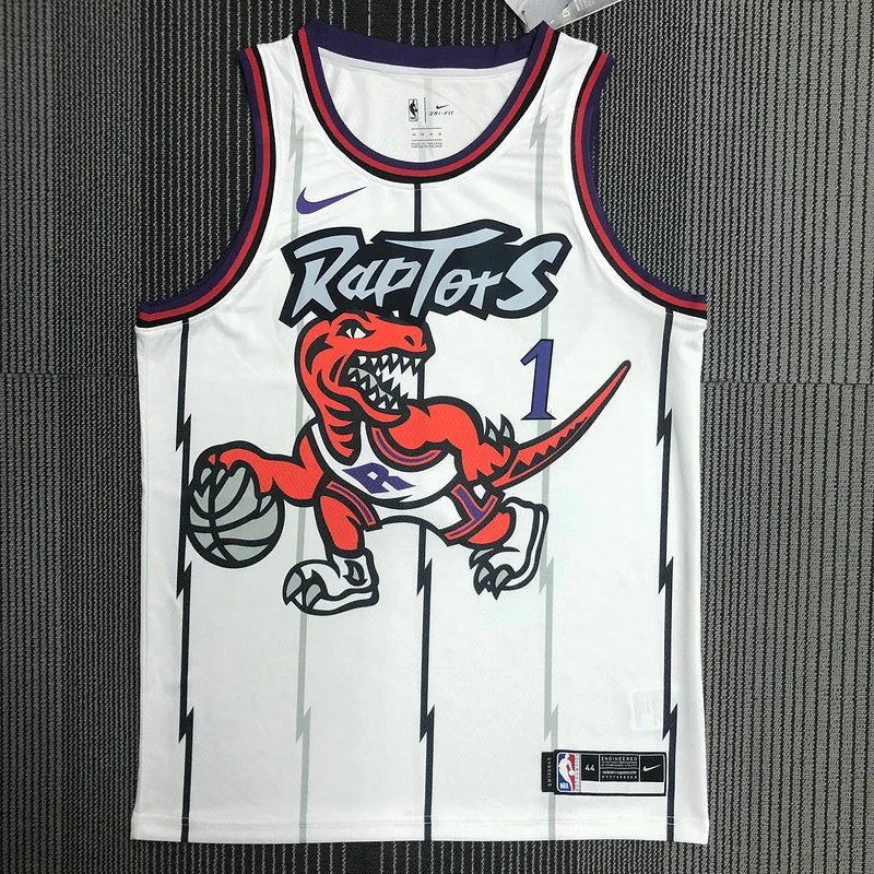 NBA Toronto Raptors Basketball Jersey Retro White #1 McGrady