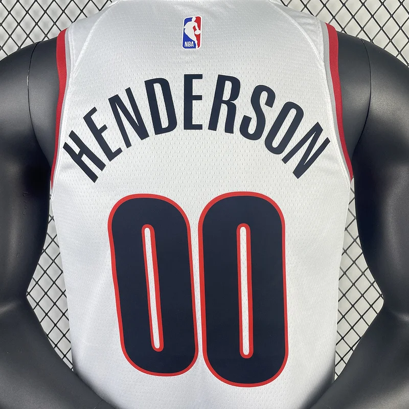 2023  Portland Trail Blazers Basketball Jersey   White  #00   HENDERSON