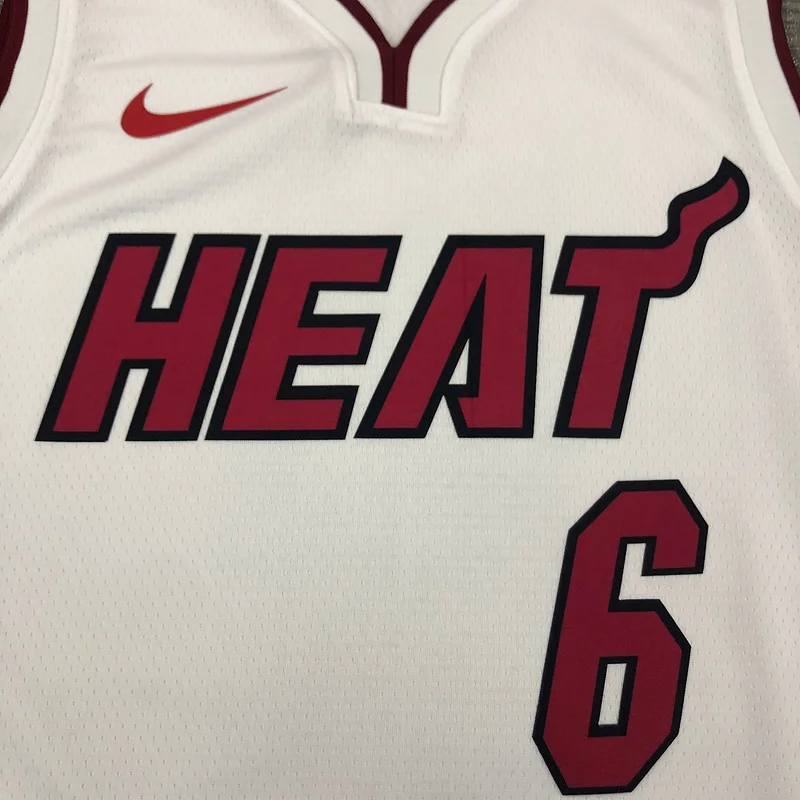 NBA Miami Heat basketball jersey V-neck White #6 JAMES