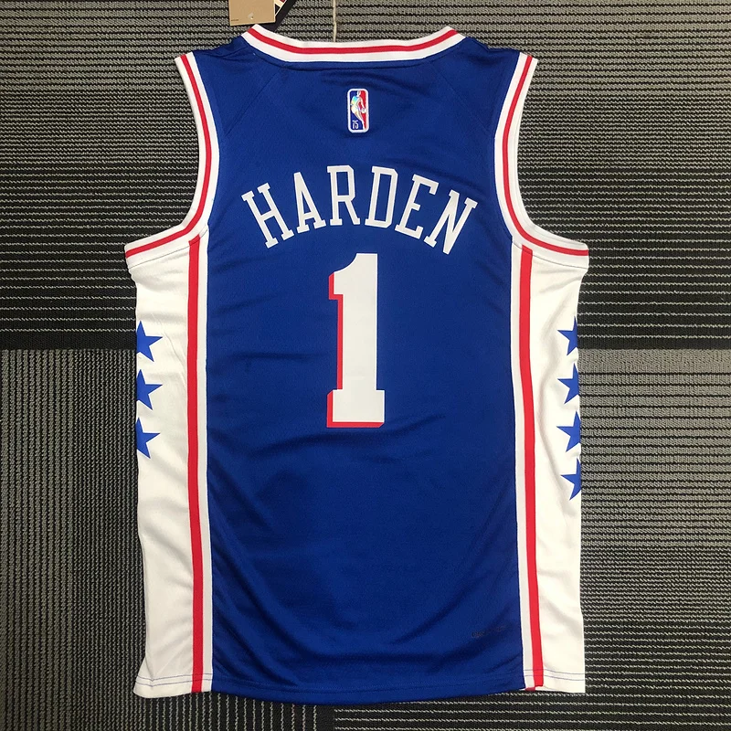 75th anniversary NBA Philadelphia 76ers Basketball Jersey V-neck Blue #1 HARDEN