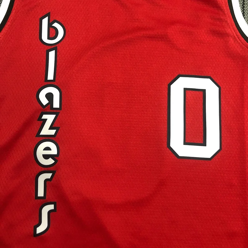 Portland Trail Blazers Basketball Jersey Retro Red #0 LILIARD