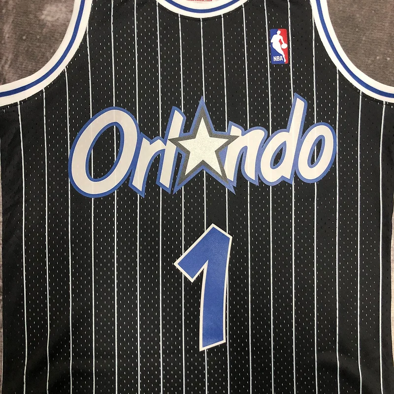 2004 Mitchell Ness Hot Print Retro Orlando Magic Basketball Jersey Black #1 McGrady