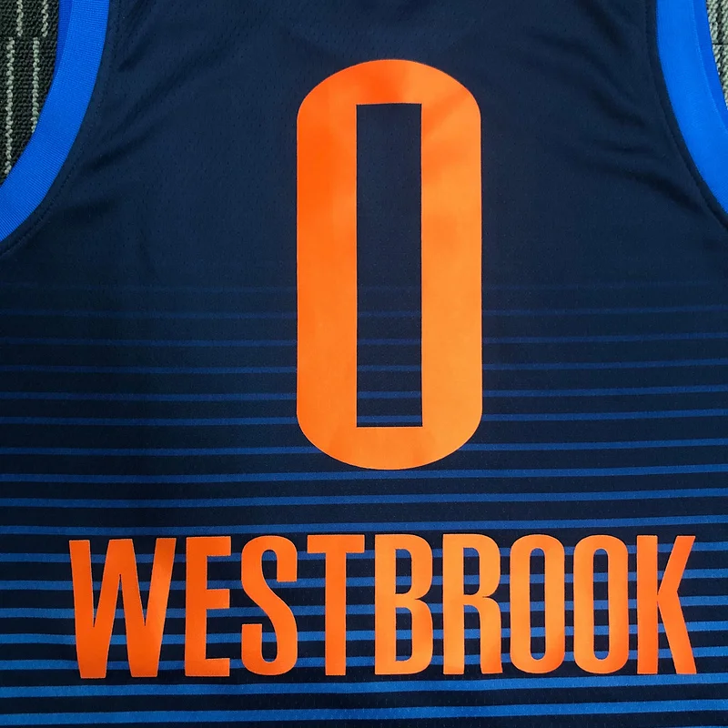 NBA Oklahoma City Thunder Basketball Jersey Blue stripe #0 WESTBROOK