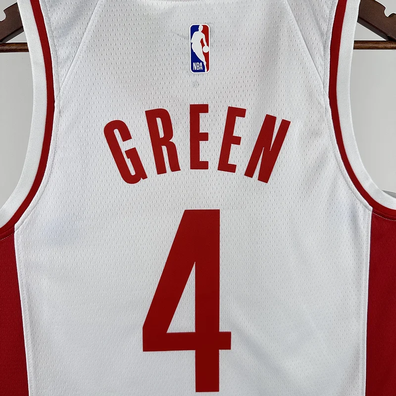 2023 Houston Rockets Basketball Jersey Home White #4 GREEN