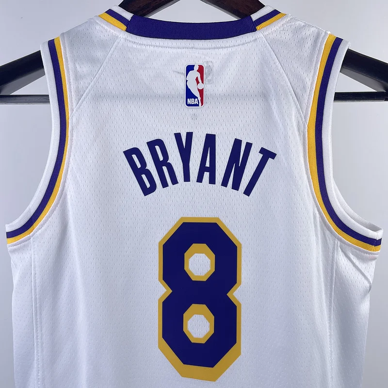 Youth kids Basketball Jersey Los Angeles Lakers White #8 BRYANT