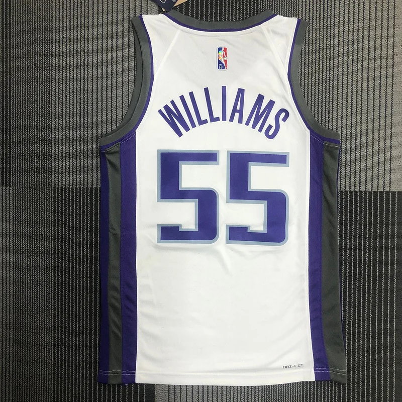 75th anniversary Sacramento Kings Basketball Jersey White #55 WILLIAMS