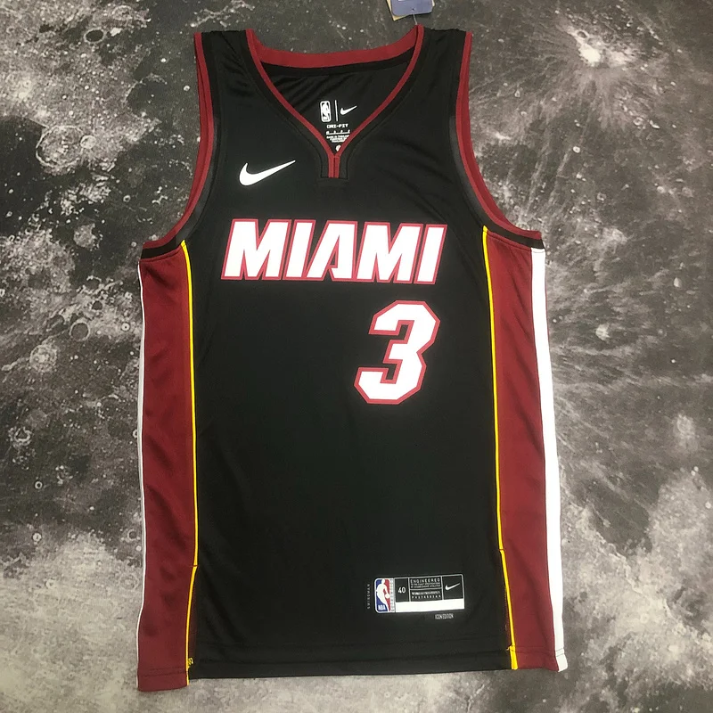 2023 Season NBA Miami Heat basketball jersey V-neck Black #3 WADE