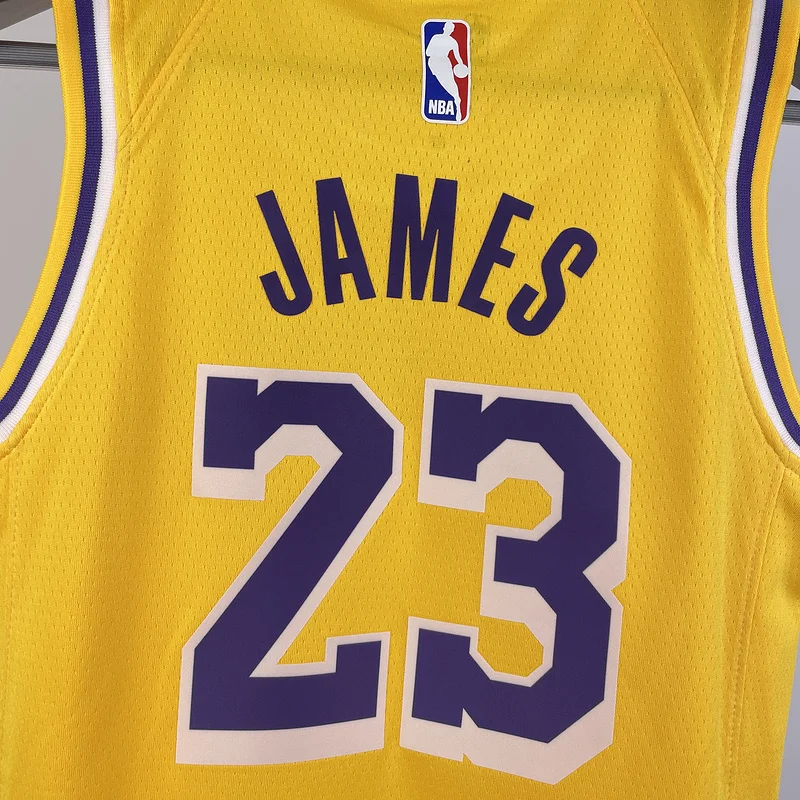 Youth kids Basketball Jersey Los Angeles Lakers Yellow #23 JAMES