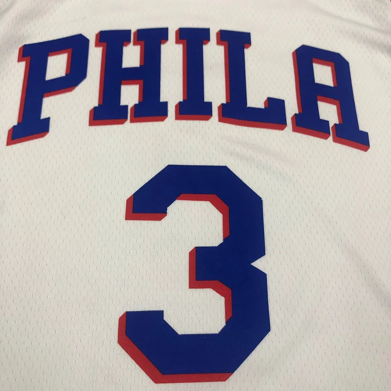 NBA Philadelphia 76ers Basketball Jersey V-neck White #3 IVERSON