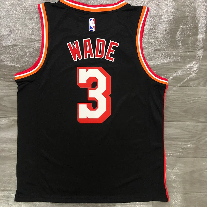 2018 Season NBA Miami Heat basketball jersey retro night Black #3 WADE