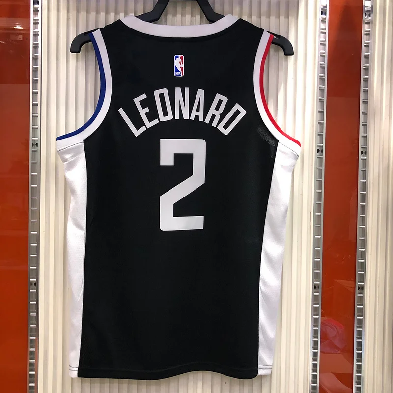 2021 Season NBA Los Angeles Clippers Basketball jersey  city version   Latin   Black  #2  LEONARD