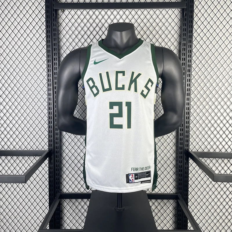 2023 Season NBA Milwaukee Bucks Basketball jersey Home White #21 HOLIDAY