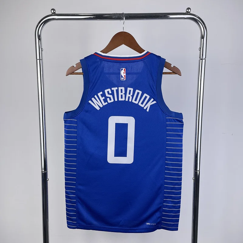 2023 Season   NBA Los Angeles Clippers Basketball jersey   Aawy   Blue  #0    WESTBROOK