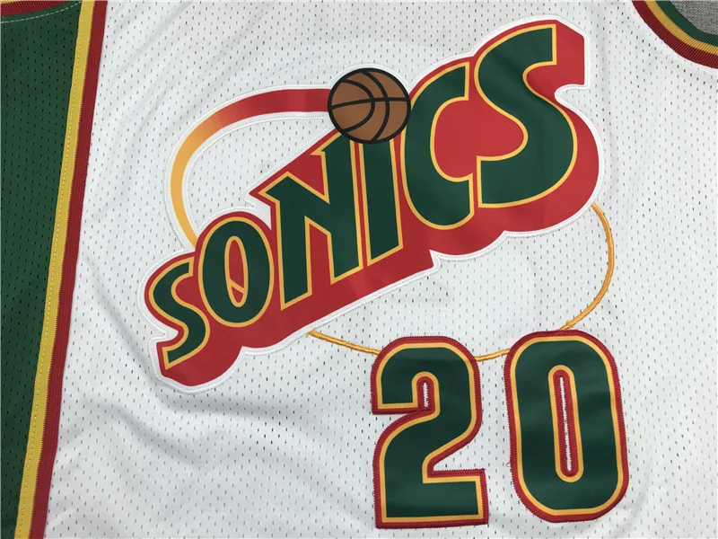 NBA Seattle SuperSonics Basketball jersey 20 Retro White