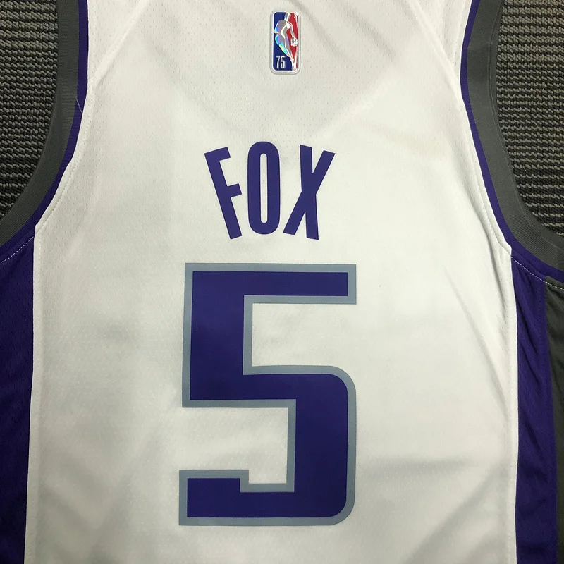 75th anniversary Sacramento Kings Basketball Jersey White #5 FOX