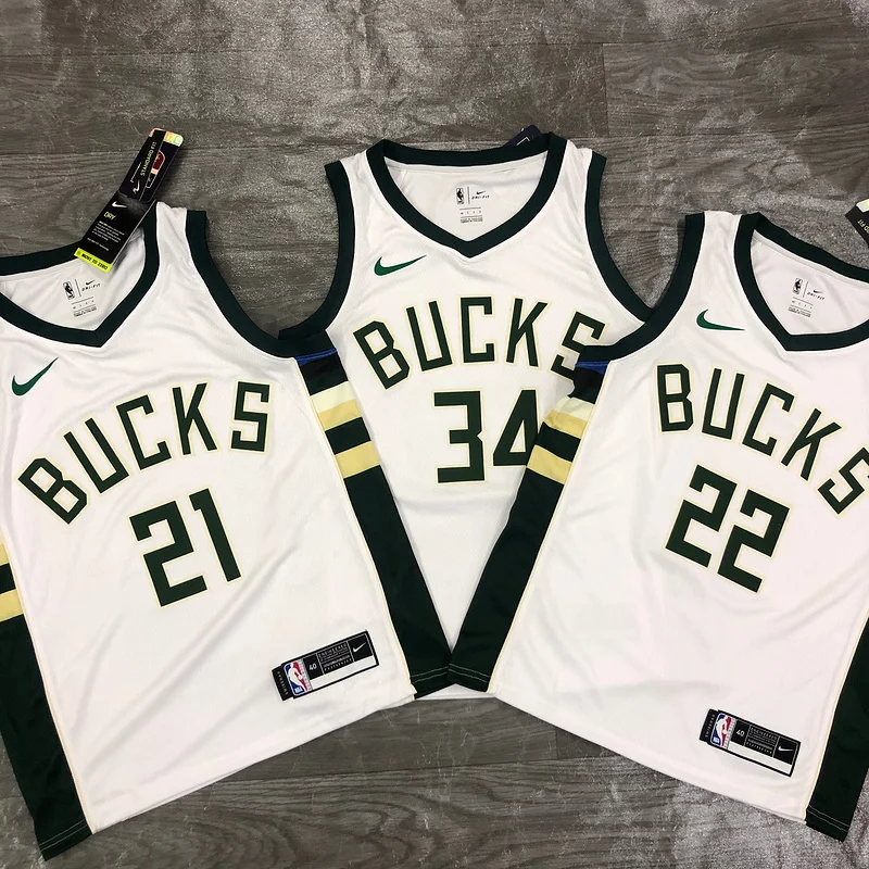 2021 Season NBA Milwaukee Bucks Basketball jersey BUCKS Home White #34 Antetokounmpo