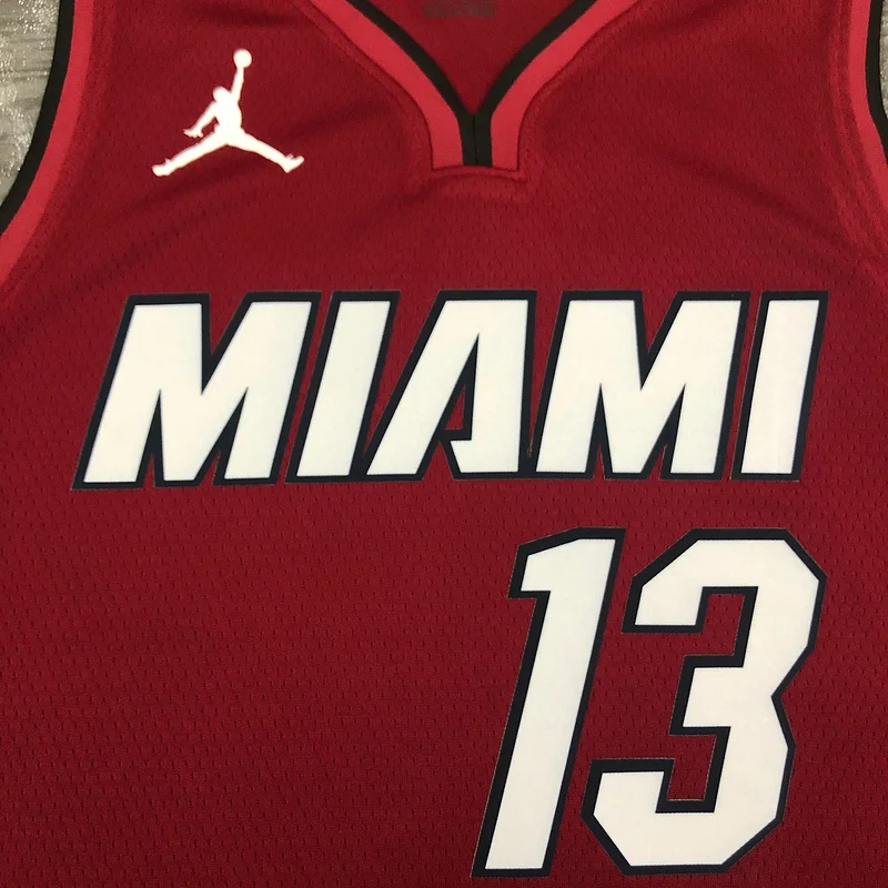 2021 Season NBA Miami Heat basketball jersey Jordan V-neck maroon red #13 ADEBAYO