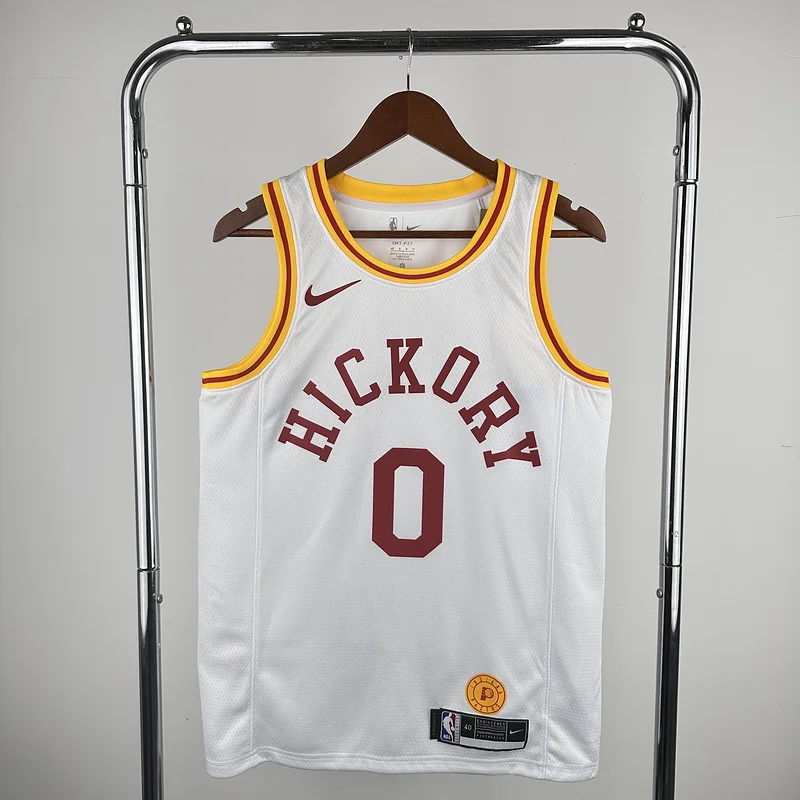 2020 Indiana Pacers Basketball Jersey Retro White #0 HALIBURTON