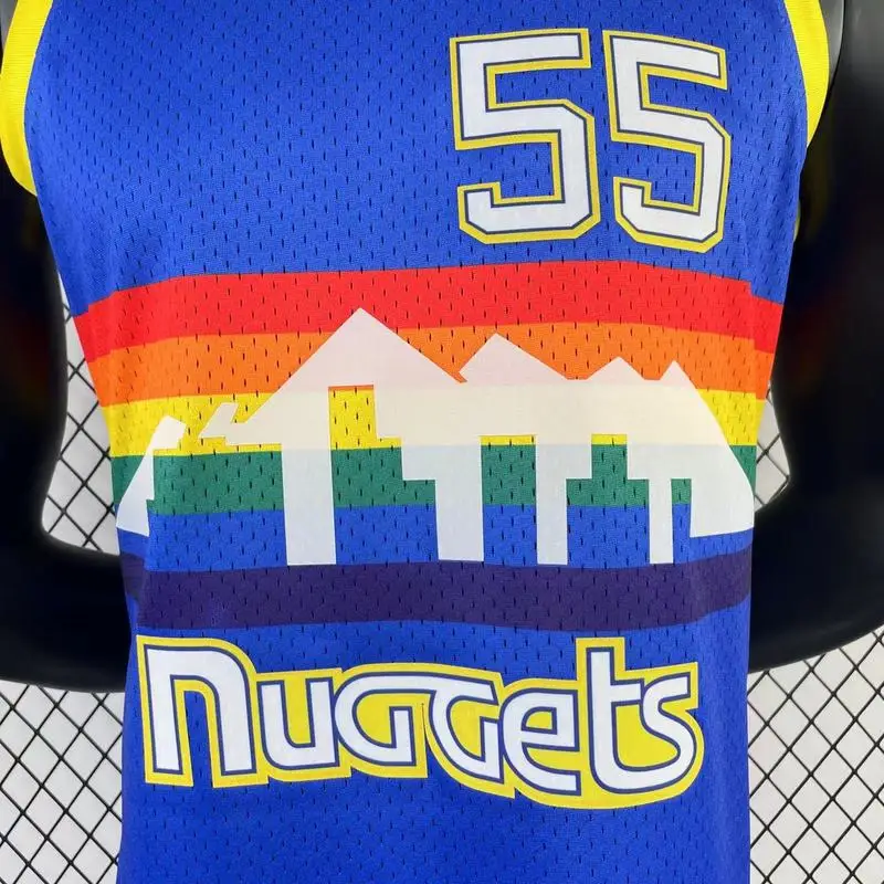 1991 1992 Season Mitchell Ness Hot Print Retro NBA Denver Nuggets Basketball jersey Blue #55 MUTOMBO