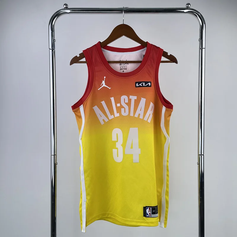 2023 Season Milwaukee Bucks basketball jersey All-Star Yellow #34 Antetokounmpo