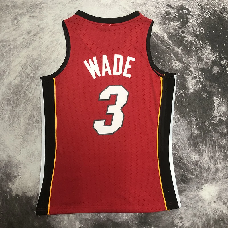 2005 2006 Season MN Hot Print Retro NBA Miami Heat basketball jersey red #3 WADE