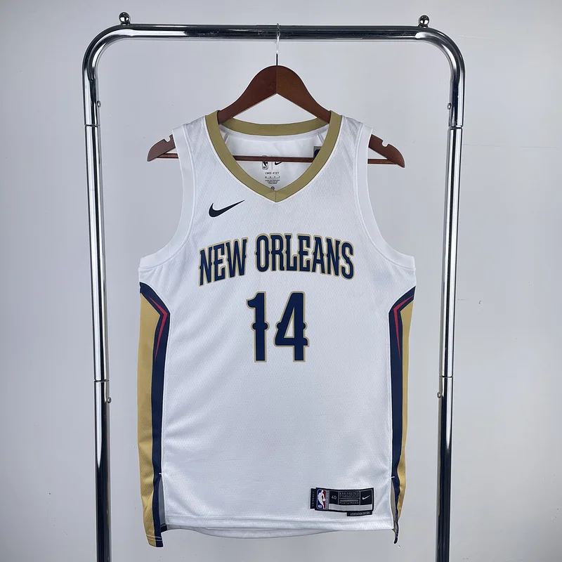 2023  New Orleans Pelicans Basketball jersey   Home   White  #14  INGRAM