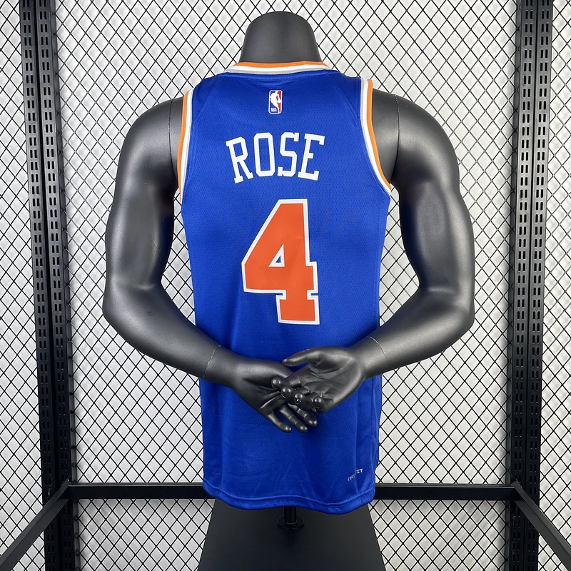 2023 New York Knicks Basketball Jersey Aawy Blue #4 ROSE