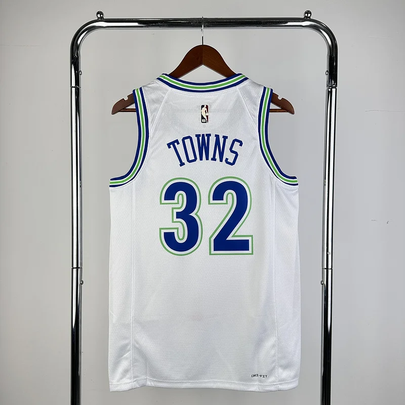 Minnesota Timberwolves Basketball retro jersey white #32 TOWNS