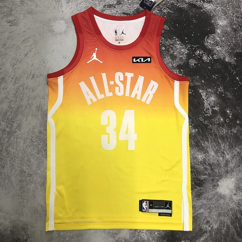 2023 Season Milwaukee Bucks basketball jersey All-Star Yellow #34 Antetokounmpo