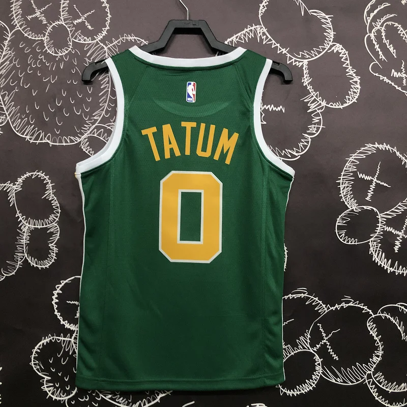 NBA Boston Celtics Basketball Jersey Green Gold #0 TATUM