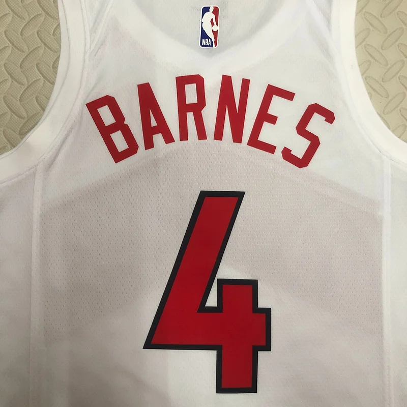 2023 NBA Toronto Raptors Basketball Jersey Home White #4 BARNES