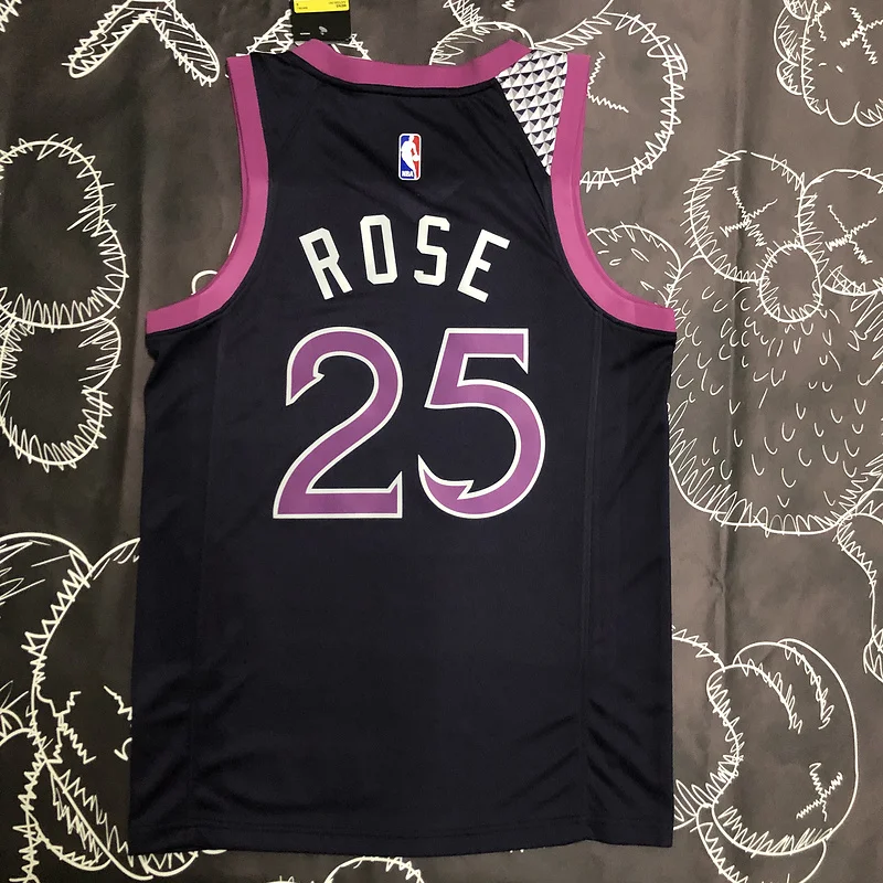 Minnesota Timberwolves Basketball Jersey Black Purple #25 ROSE