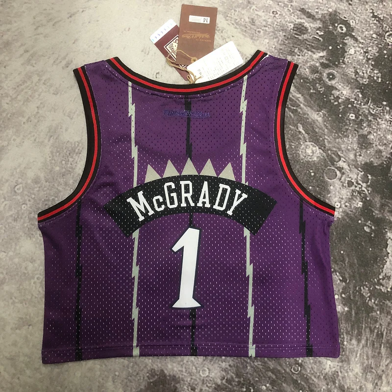 Mitchell Ness Women Retro NBA Toronto Raptors Basketball Jersey Purple #1 McGrady