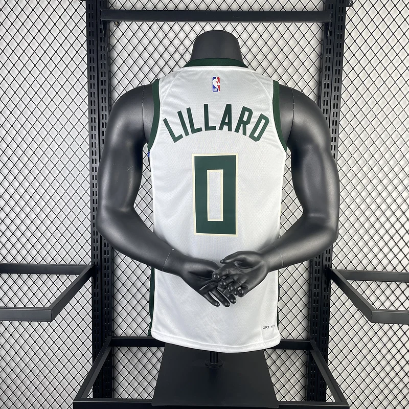 2023 Season NBA Milwaukee Bucks Basketball jersey Home White #0 LILLARD